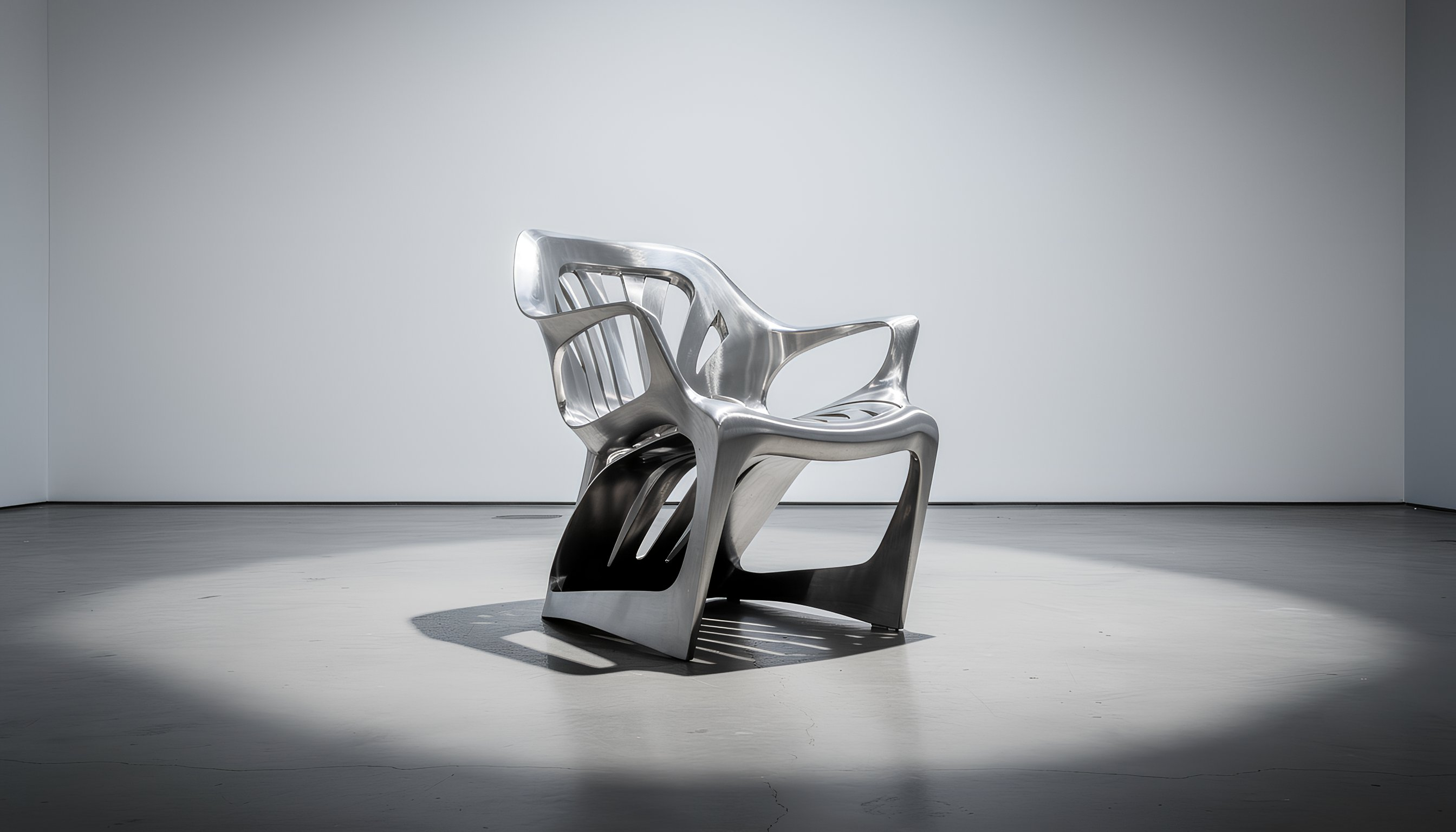 Silver chair in gray room