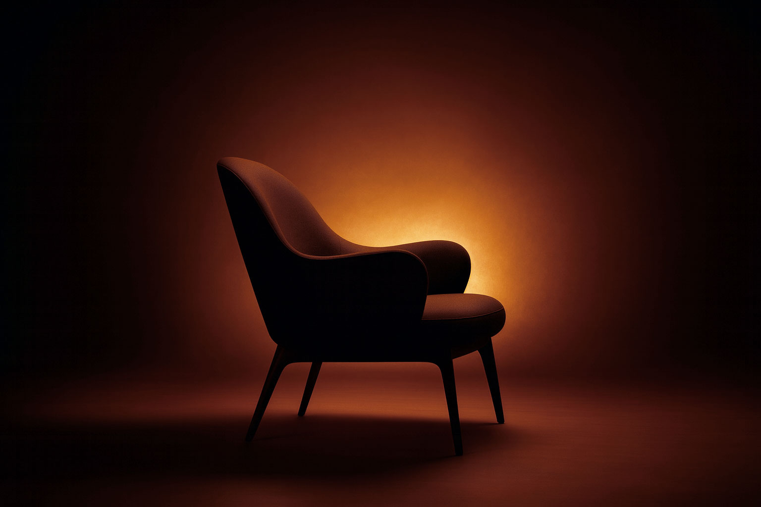 Brown chair in warm light