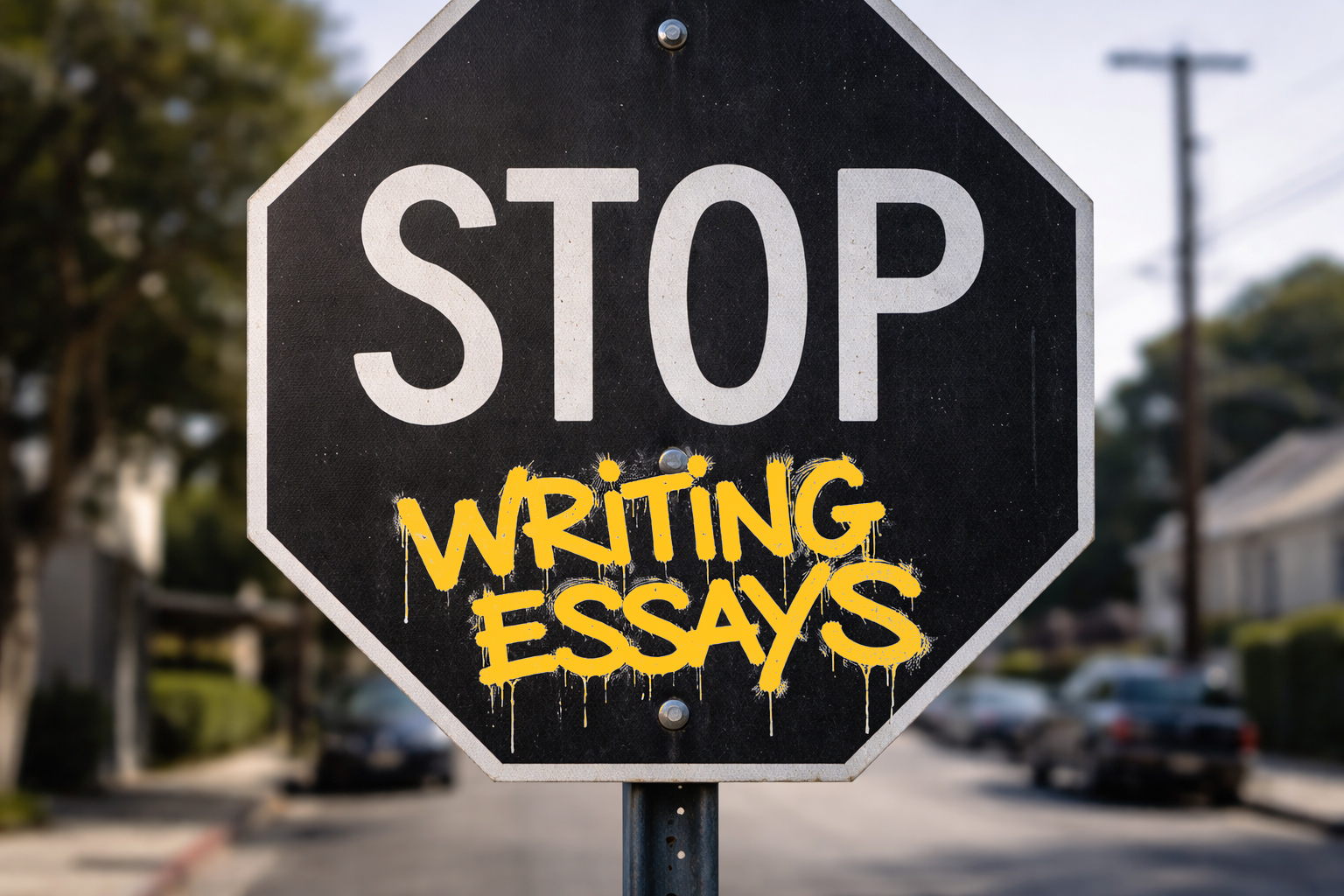 Stop writing essays stop sign